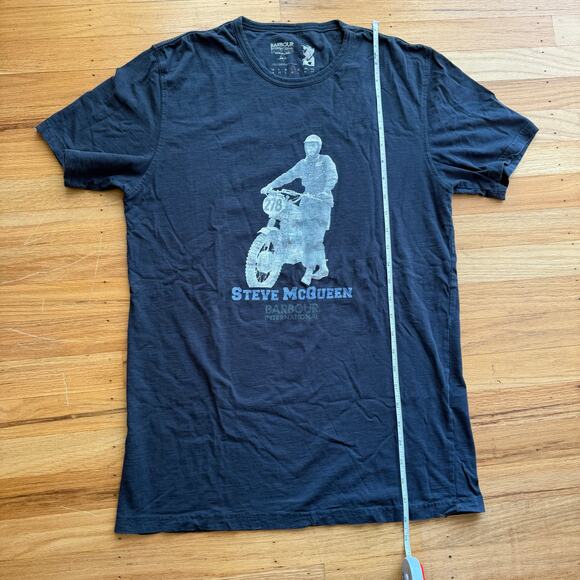 Barbour Steve McQueen Motorcycle Men's Blue Graphic T-Shirt Sz M Harvey Mushman - Picture 6 of 9